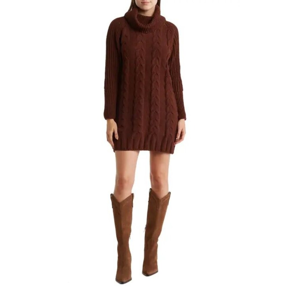 DR2 Daniel Rainn Cable Stitch Chenille Sweater Dress M Burgundy Red NEW B16